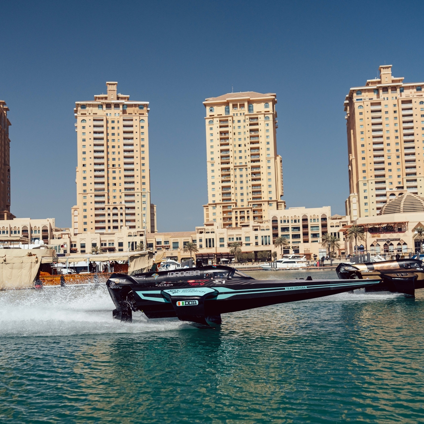 |Driver: Oban Duncan|Driver: Micah Wilkinson|Number: 11|Team: Team Drogba|Car: E1 Race Bird||Driver: Emma Kimilainen|Driver: Sam Coleman|Number: 12|Team: Team Brady|Car: E1 Race Bird||Session: race||Photographer: Dan Bathie|Event: Visit Qatar Doha GP|Circuit: The Pearl Island|Location: Doha|Series: E1 Series|Season: 2025|Country: Qatar|Keyword: season 2|Keyword: season two|Keyword: S2|Keyword: photography|Keyword: photos|Keyword: images|Keyword: motorsport|Keyword: powerboat racing|Keyword: boat|Keyword: 2025|Keyword: Asia|Keyword: Middle East|Keyword: February|Keyword: E1 Series Photography|Keyword: marine|Keyword: boat racing|